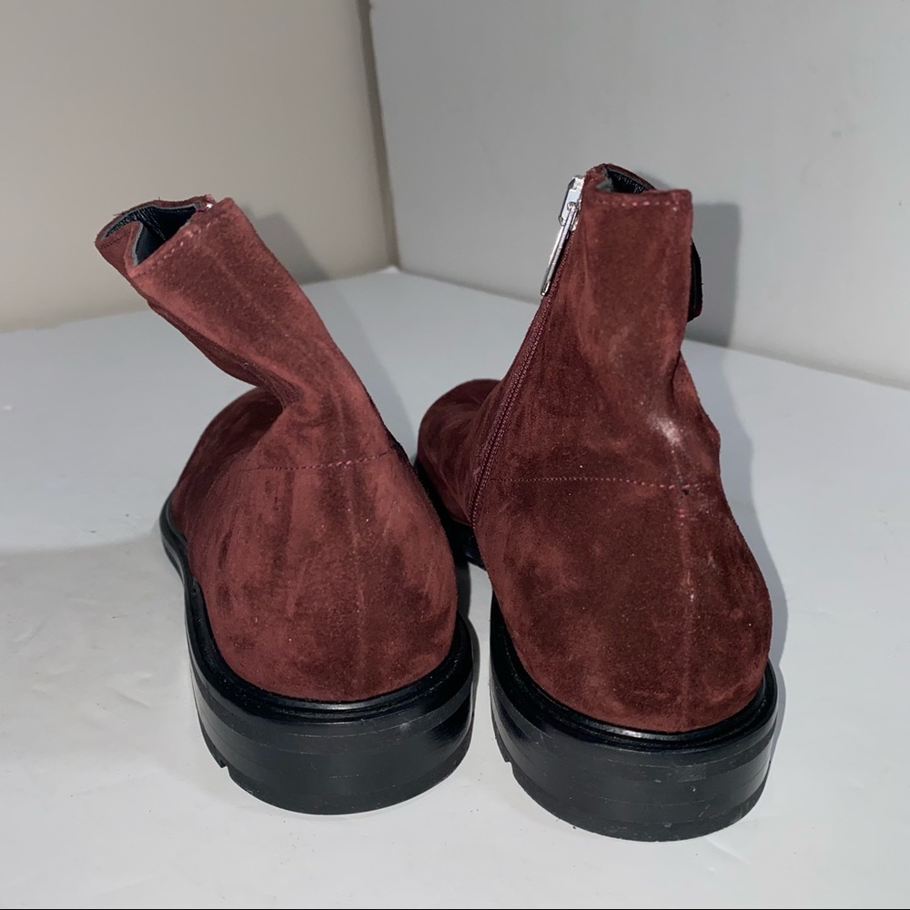 Via Spiga Burgundy Suede Ankle Boots Flat - Picture 5 of 7